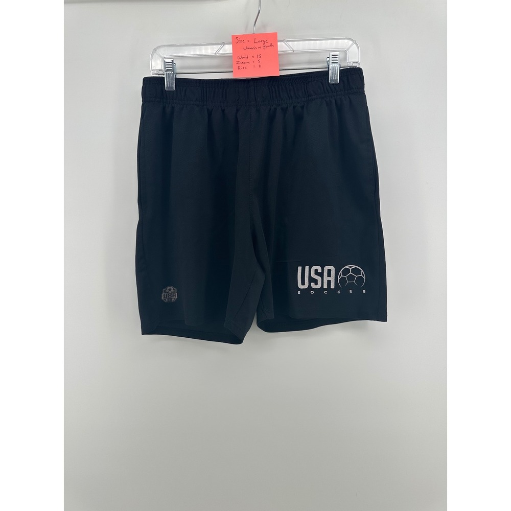 USA Soccer Youth Large Black Athletic Mesh Shorts Graphic Training Shorts